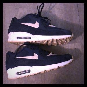 Navy blue and tan air max 90s